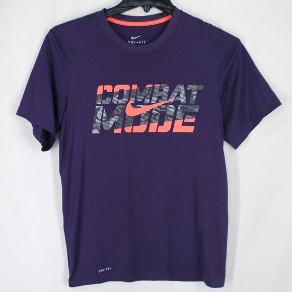 Nike Dri Fit Tee Shirt Mens Size S Purple Combat Mode Short Sleeve Athletic - Picture 1 of 5